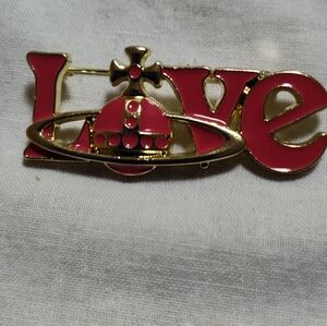 Vivienne Westwood Red and Gold Love Brooch